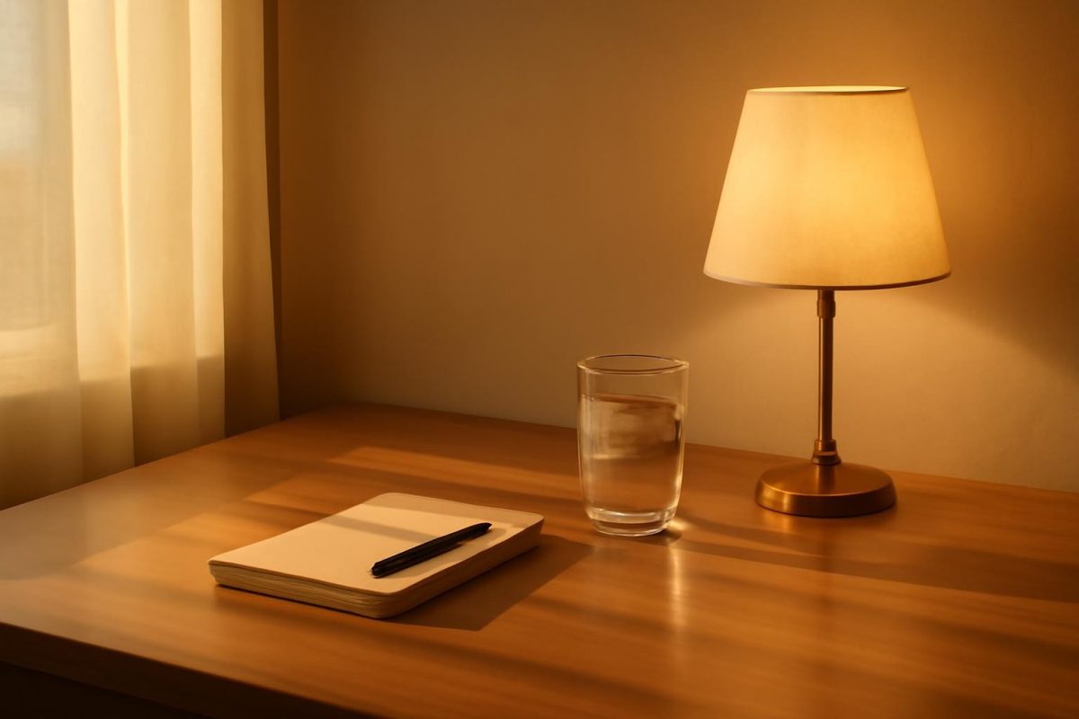 disciplina diária: rotina que sustenta a persistência 1 Mesa de trabalho ao amanhecer com caderno, caneta e luz suave representando disciplina diária